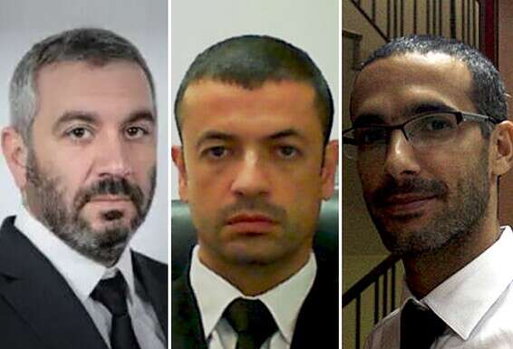 עורכי הדין שחר חצרוני, תמיר סננס ואיגור יוטקין // צילום ימני: רוני שיצר